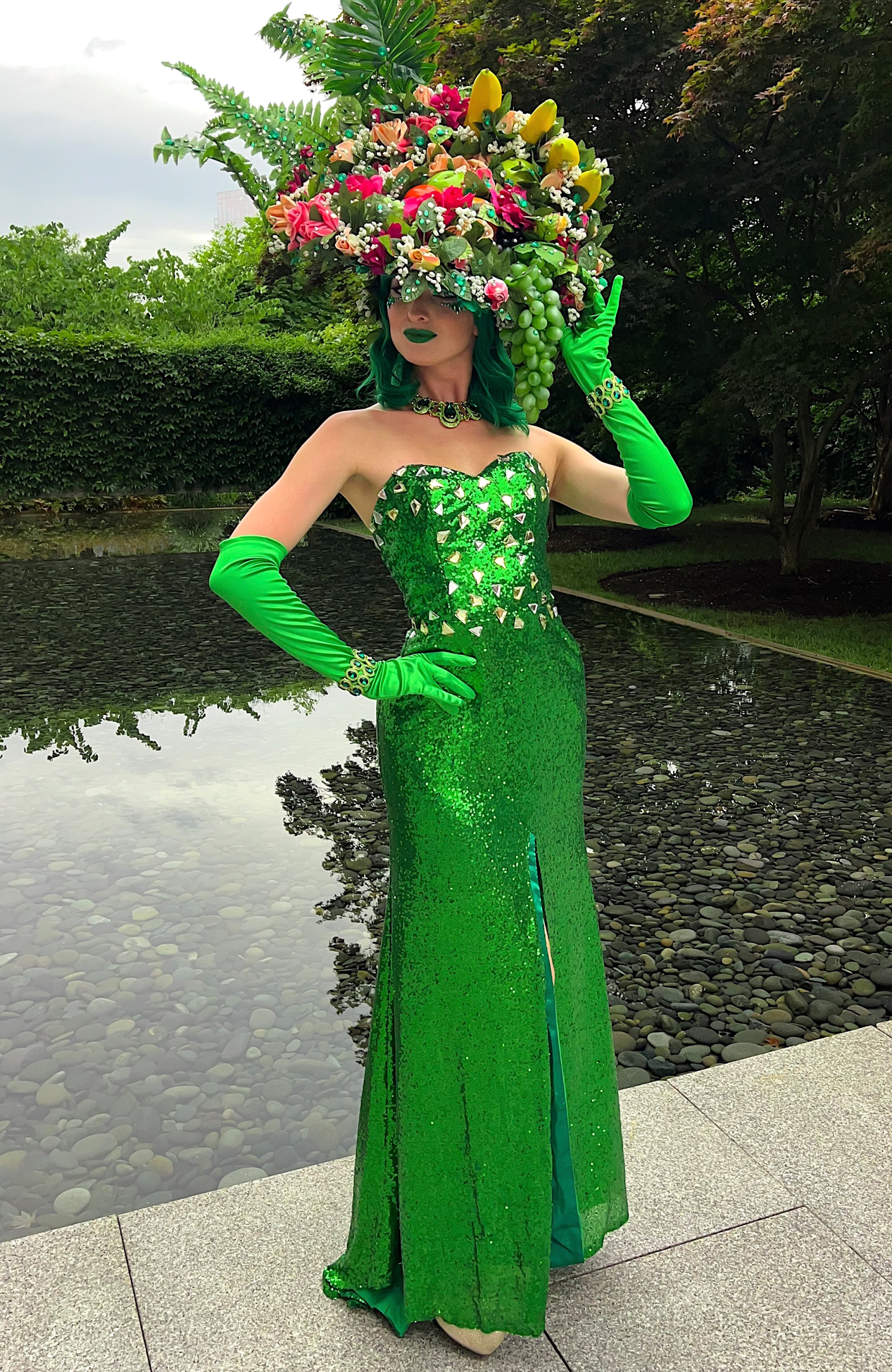 Mother nature greeter greeting guests at a museum event