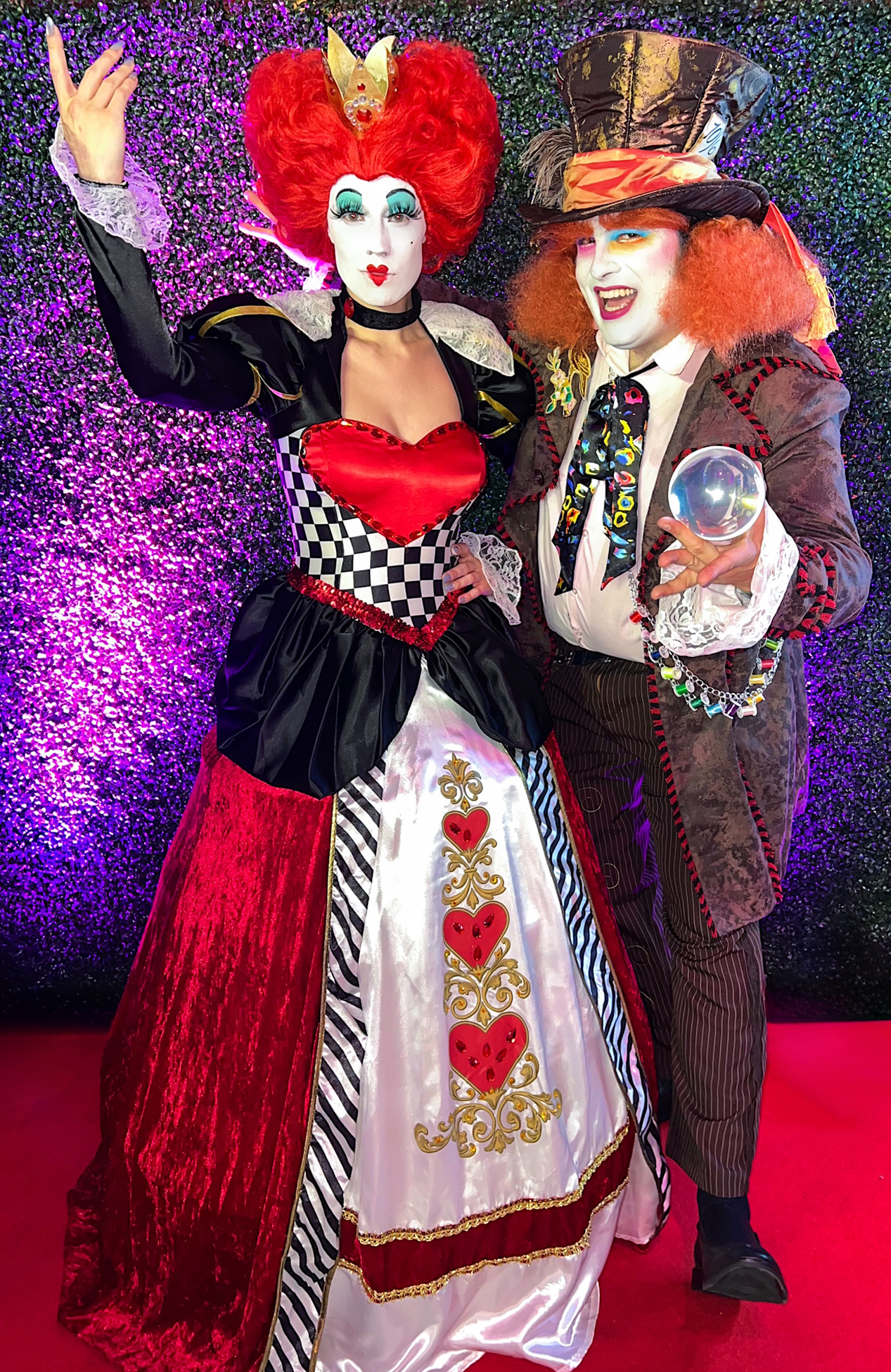 Wonderland characters enchanting guests at a corporate event
