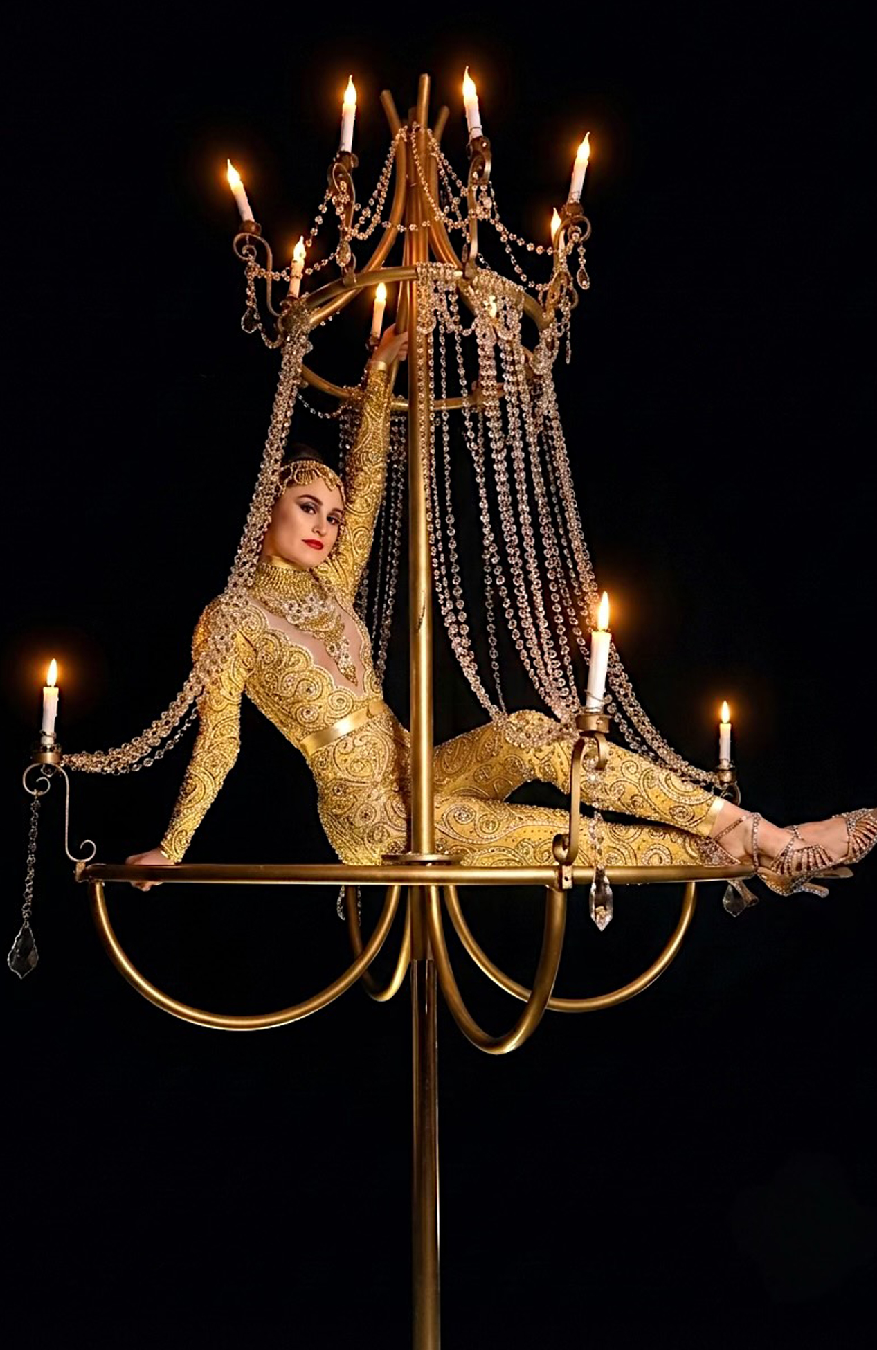 Aerialist performing on a chandelier